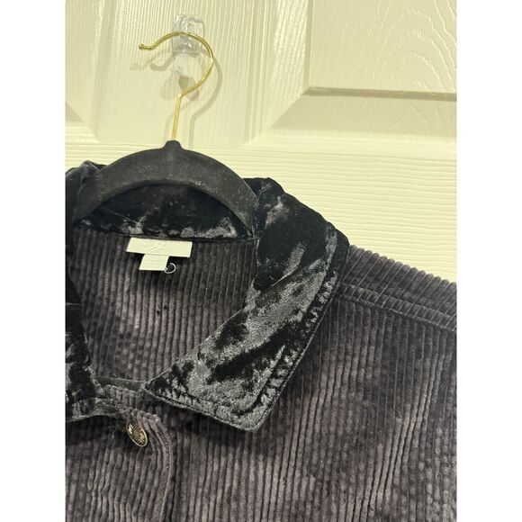 J. Jill Jacket Womens Small Black Corduroy Velvet Trim Trucker Button Front - Picture 6 of 14
